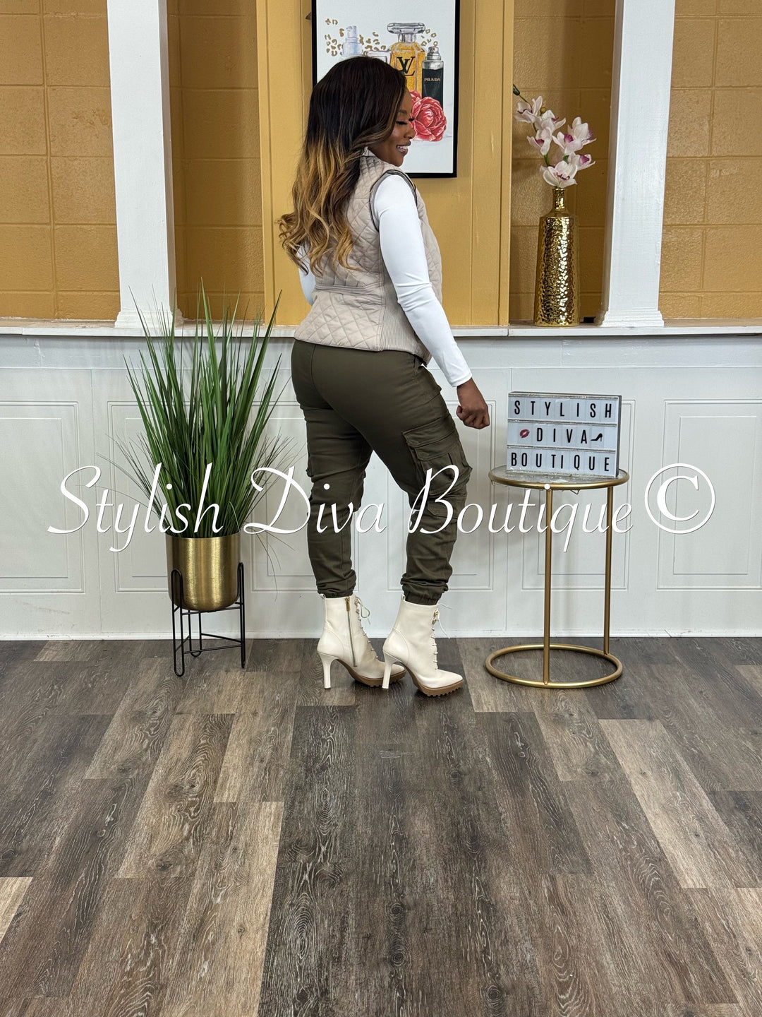 Sienna Cargo Joggers up to 3XL (Olive)