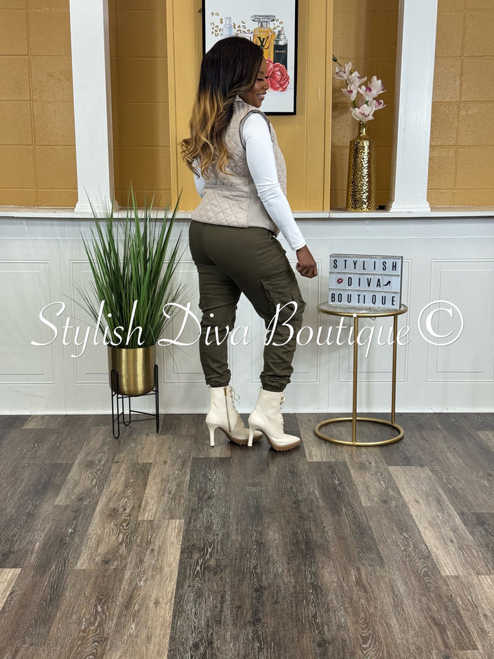 Sienna Cargo Joggers up to 3XL (Olive)