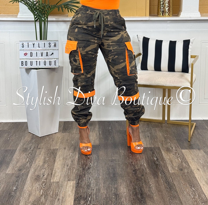 Camo Cargo Joggers up to 3XL (Camo/Orange)