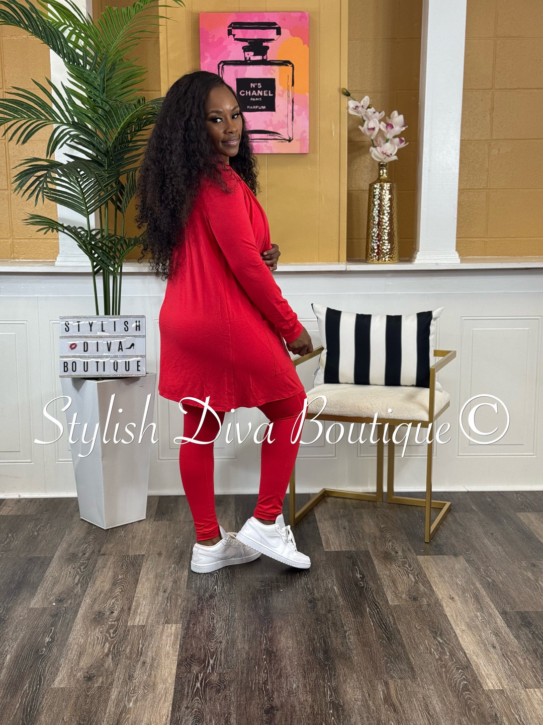 Everyday Open Front Cardigan (Red)