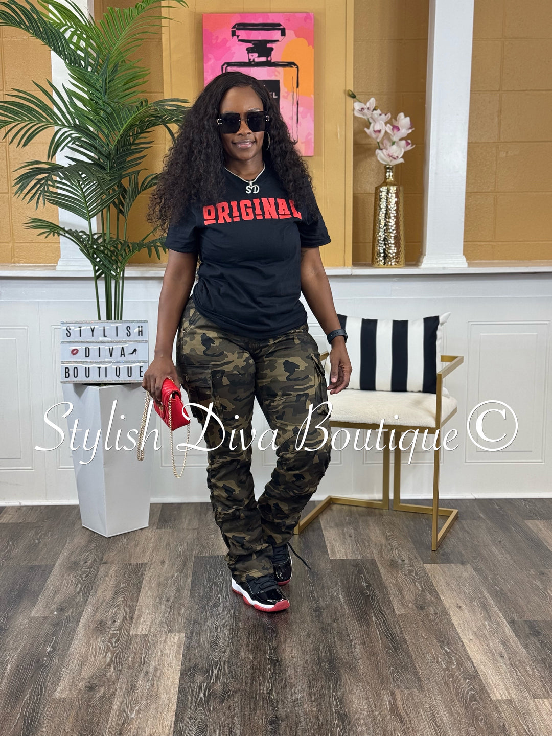 New Look Camo Shirred Pants