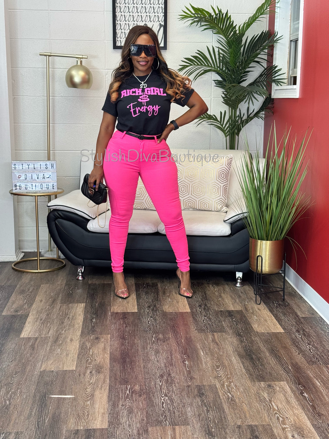 So Curvy Signature Skinny Jeans up to 2XL (Neon Hot Pink)