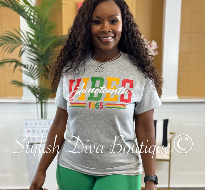 Juneteenth Vibes T-Shirt (Multi-Color Print)