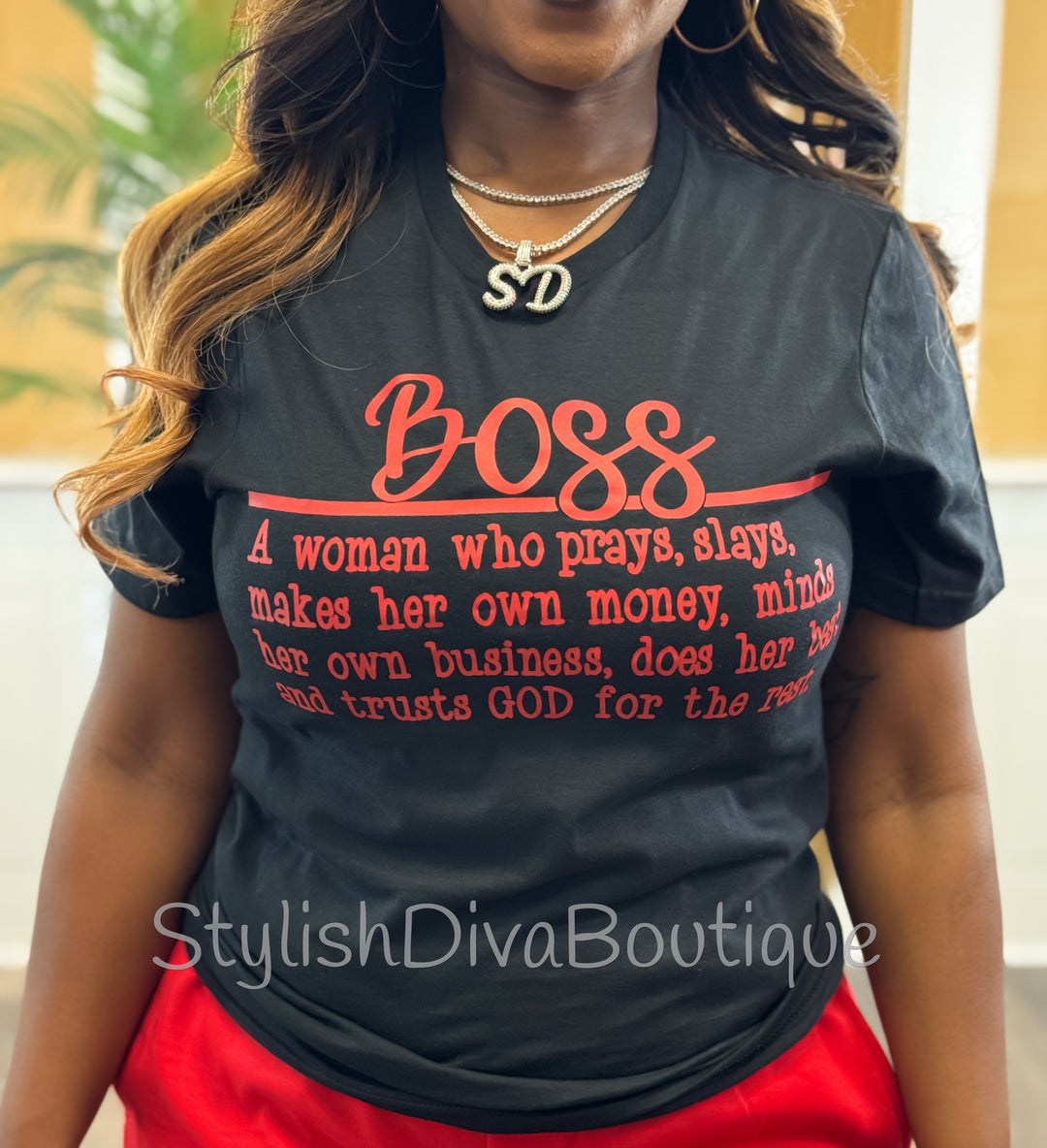 BOSS Definition Graphic Tee (Red Print)
