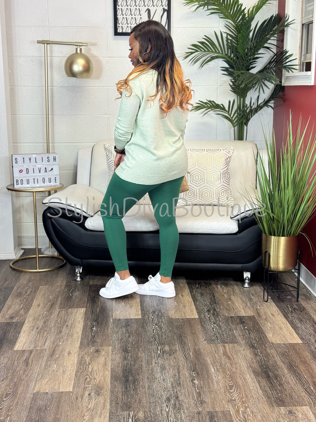 Butter Soft Microfiber Leggings up to 3XL (Dark Green)