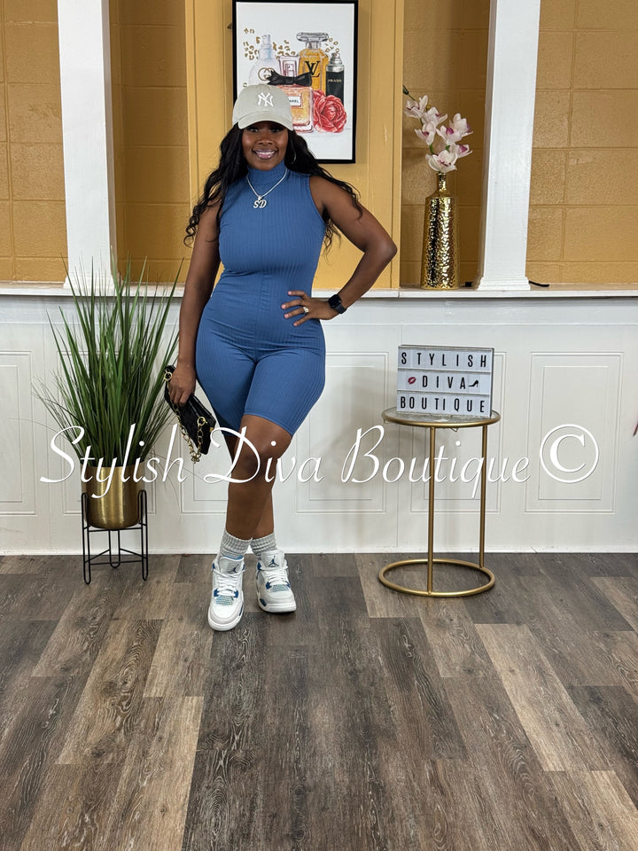 Can’t Resist Sleeveless Romper (Blue)