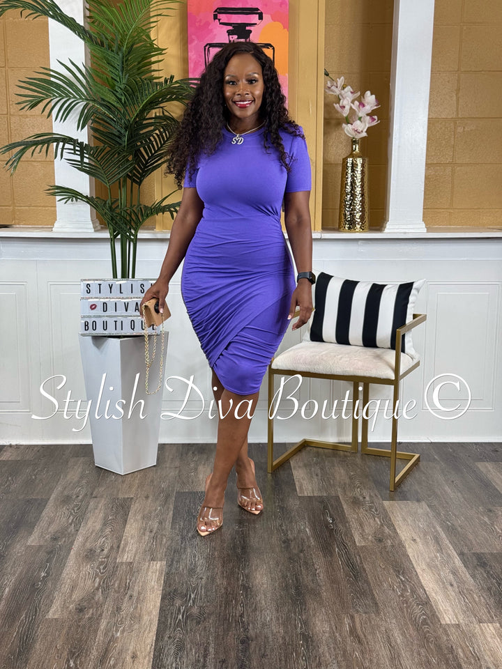 Coco Wrapped Midi Dress (Purple)
