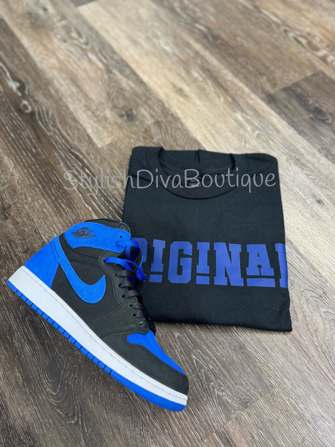 ORIGINAL Signature Graphic Tee (Black Shirt/Royal Blue Print)