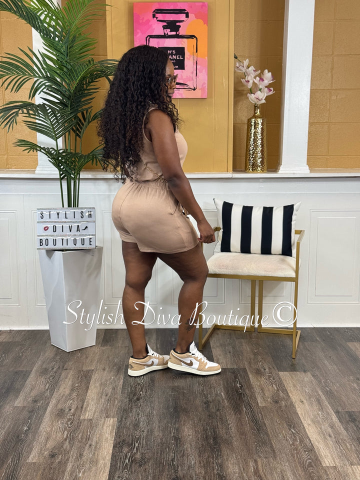 Jamiye Sleeveless Romper (Taupe)