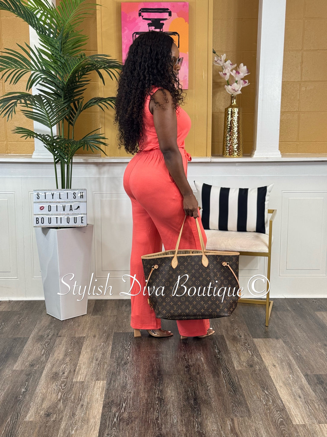 Jamie Sleeveless Jumpsuit (Coral)