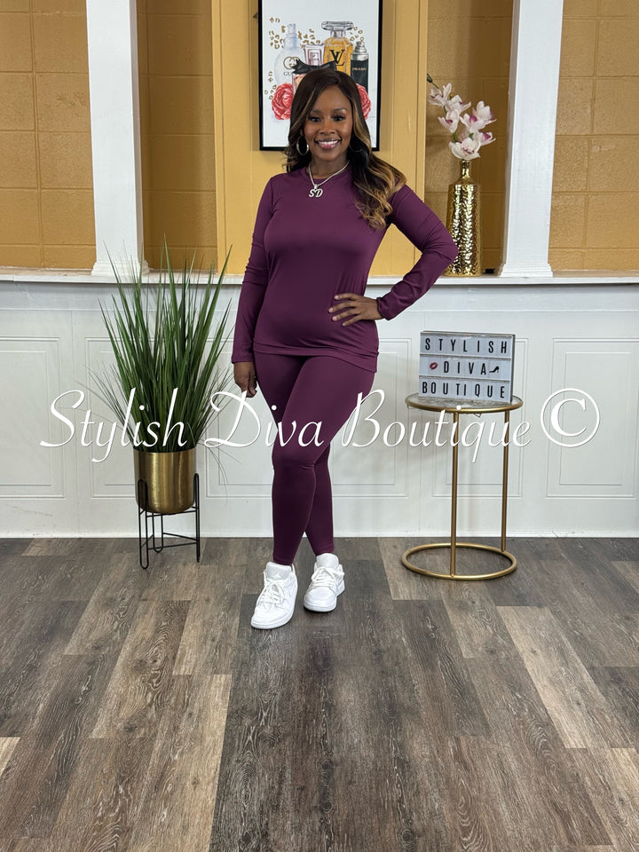 Weekend Ease Legging Set up to 3XL (Plum)