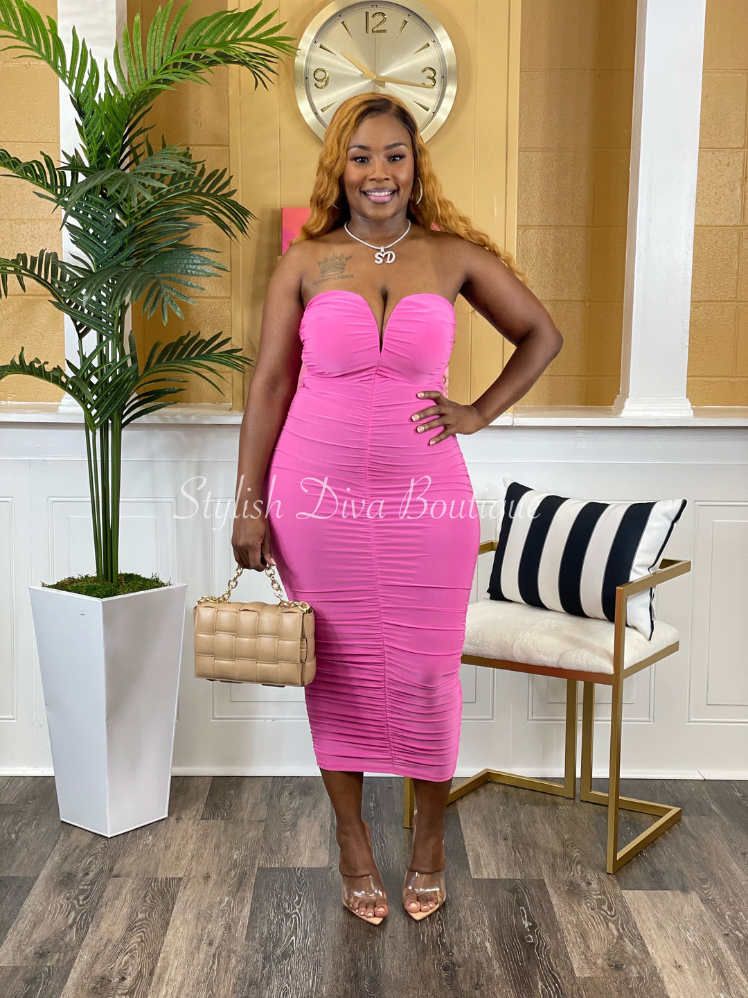 Show Off Midi Dress (Pink)