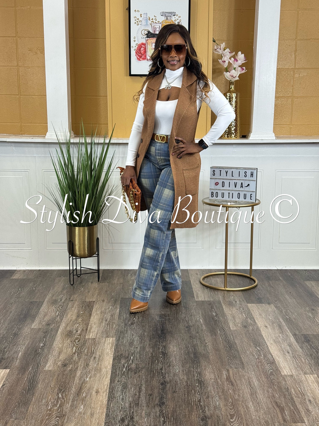 Plaid Perfection Vintage Jeans (Blue Haze)