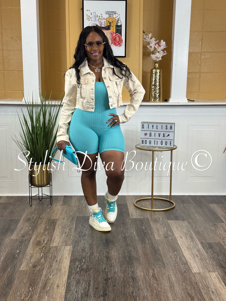 Onyx Vibes Cropped Denim Jacket (Cream)