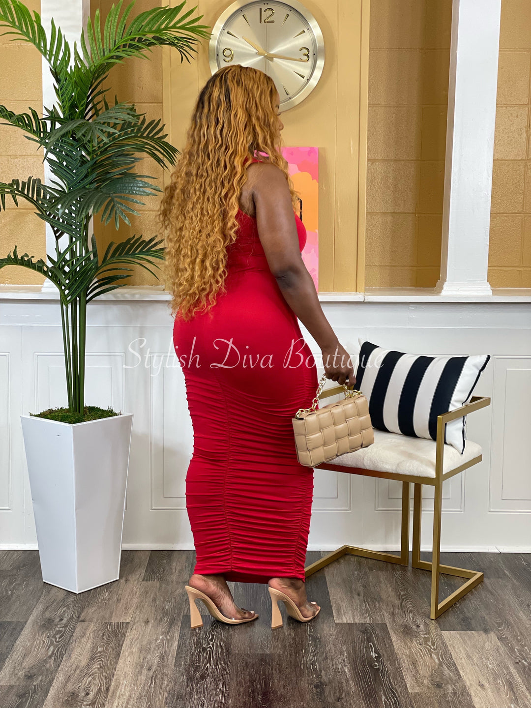 Candace Midi Dress (Red)