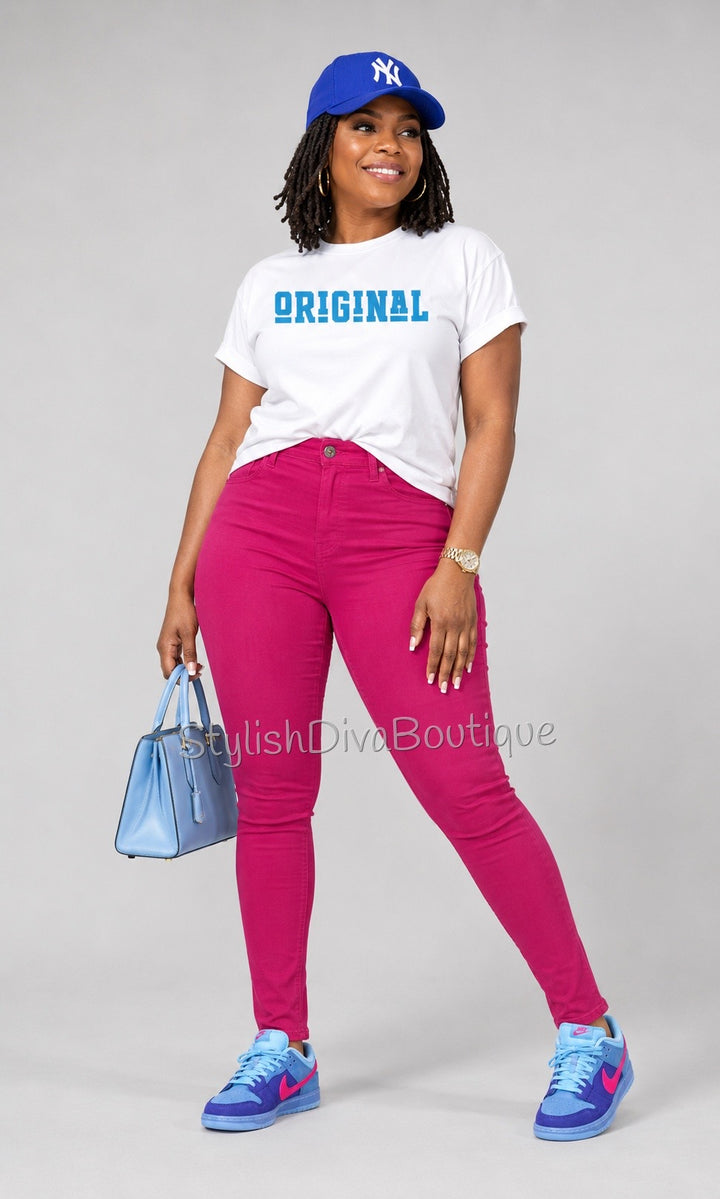 So Curvy Stretch Skinny Jeans up to 2XL (Fuchsia Pink)