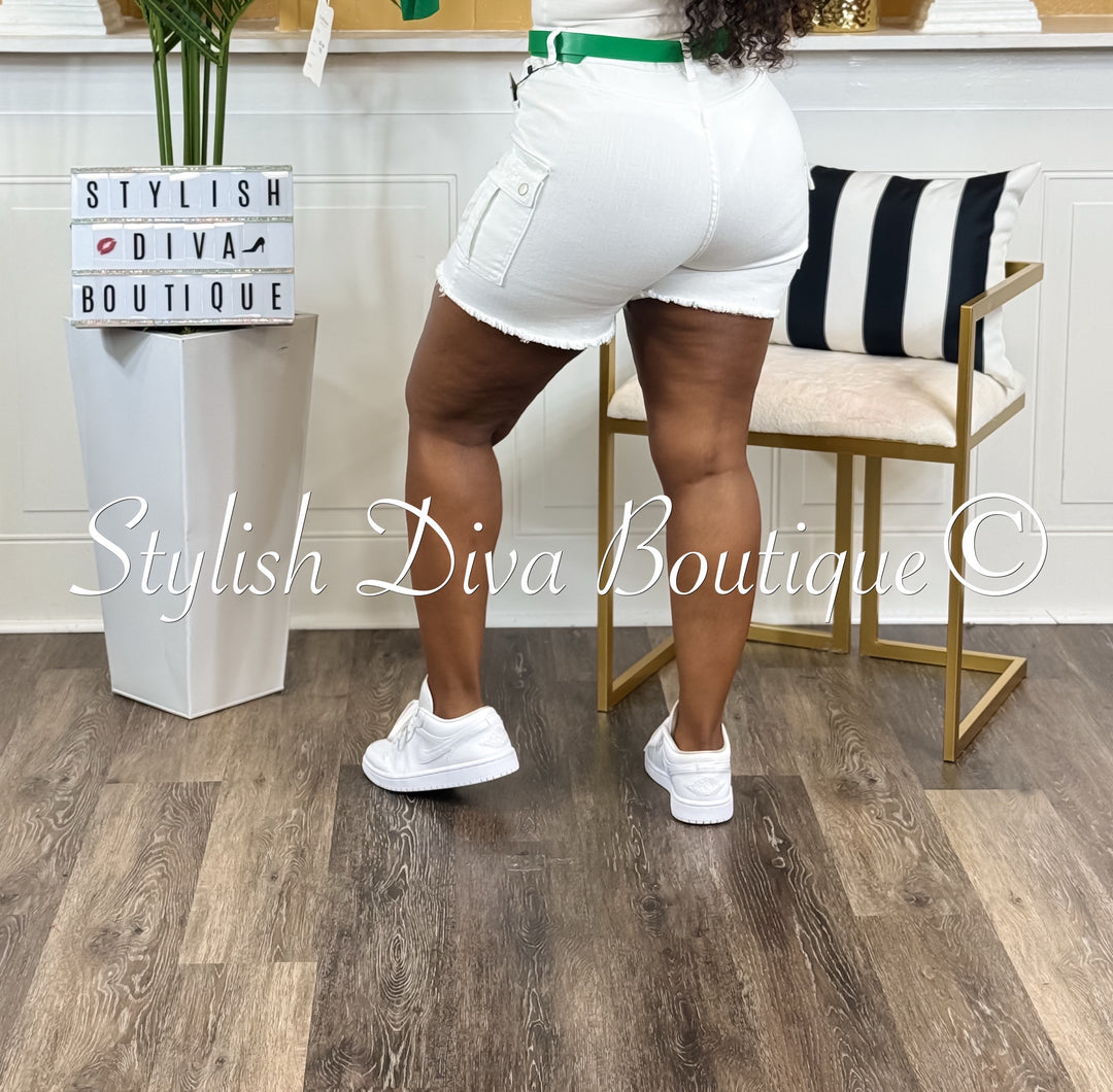 Willow Denim Shorts (White)