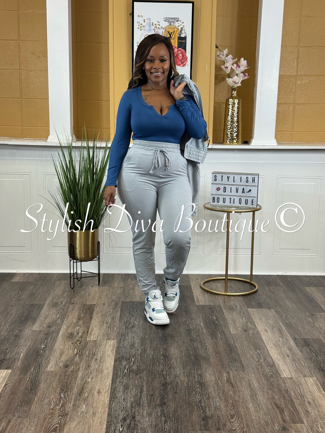 Sitting Pretty L/S Bodysuit (Blue)