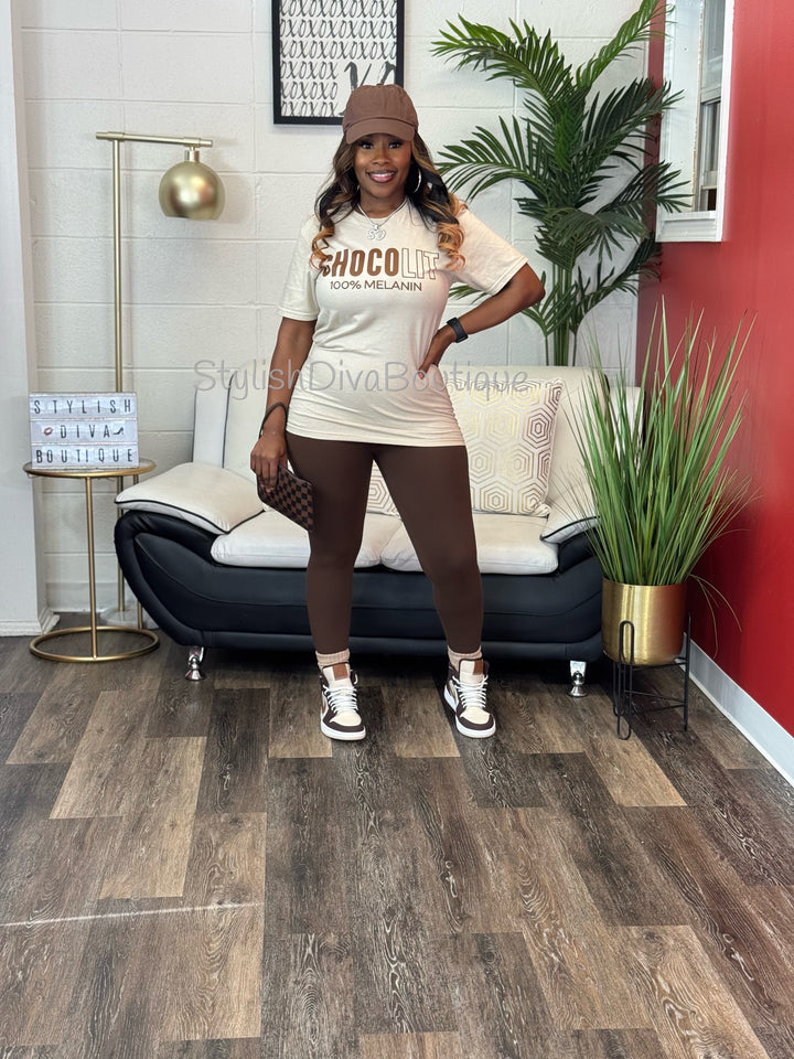 Butter Soft Microfiber Leggings up to 3XL (Brown)