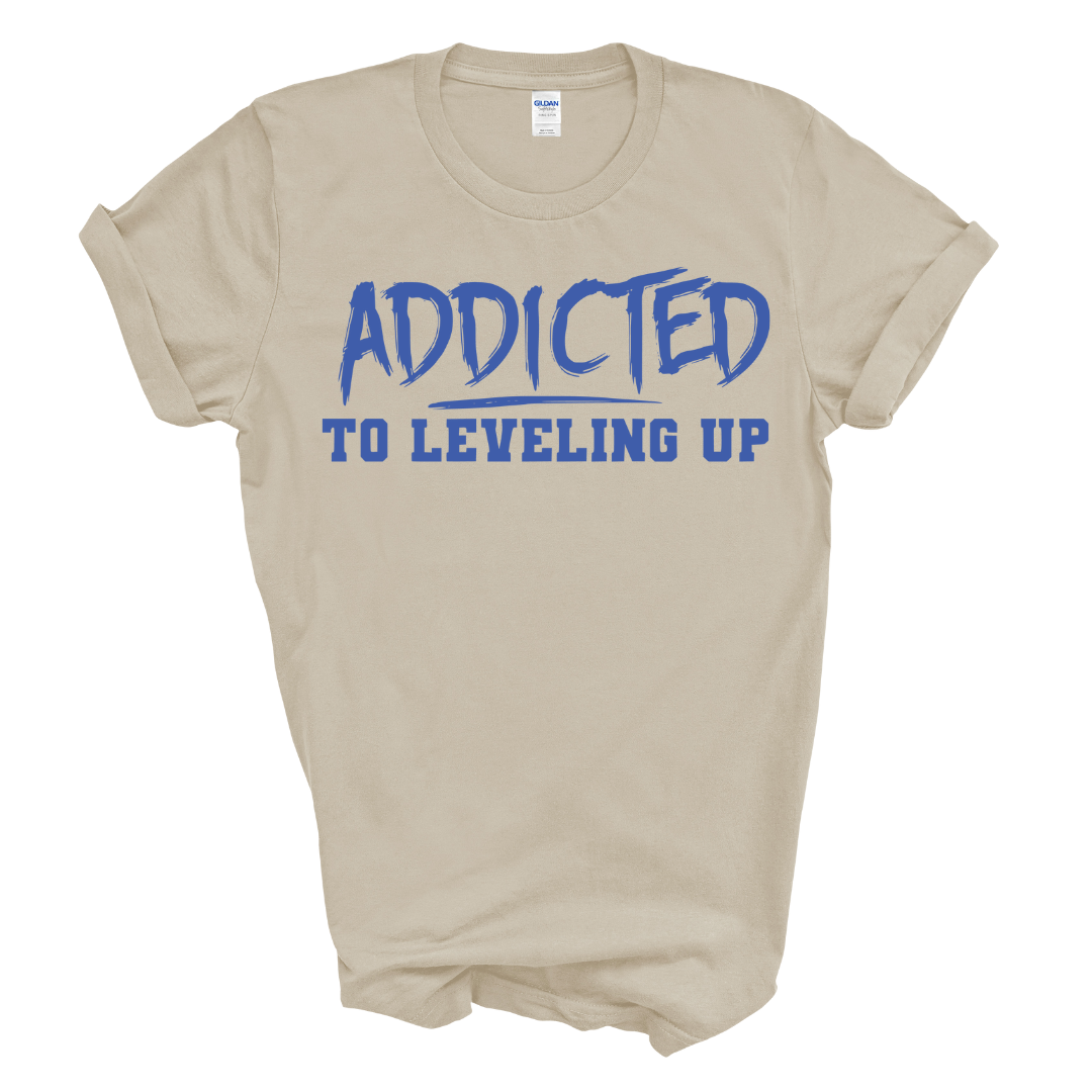 Addicted To Leveling Up T-Shirt (B Royal Print)