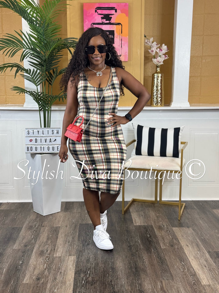 Bia Plaid Midi Dress
