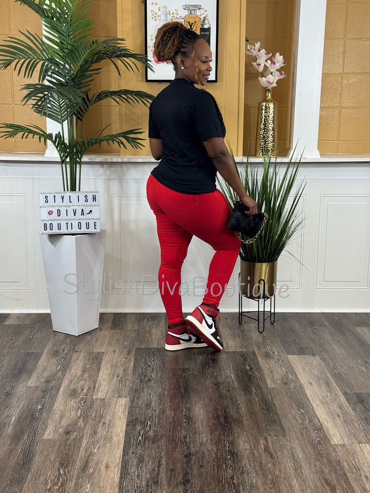 So Curvy Stretch Skinny Jeans up to 2XL (Red)