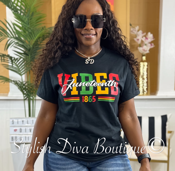 Juneteenth Vibes T-Shirt (Multi-Color Print)