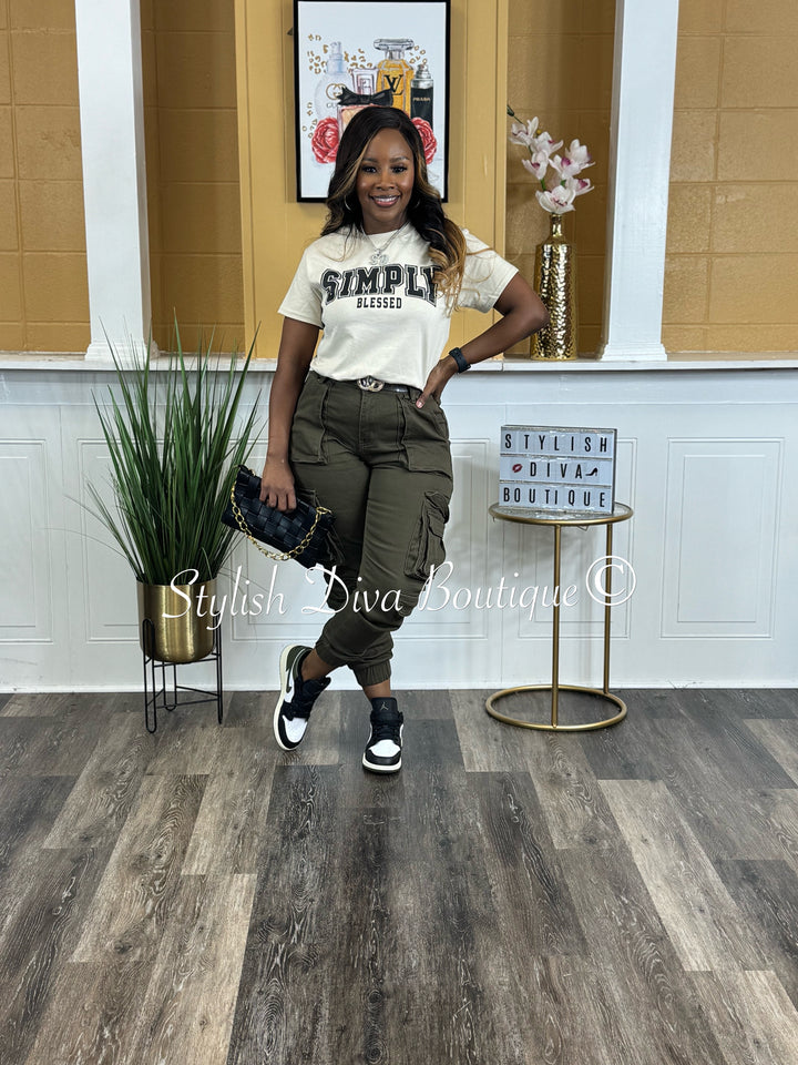 Simply Blessed Graphic Tee (Black Print)