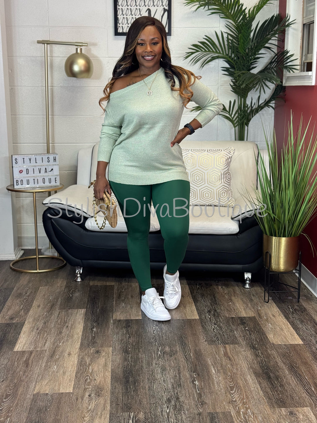 Butter Soft Microfiber Leggings up to 3XL (Dark Green)