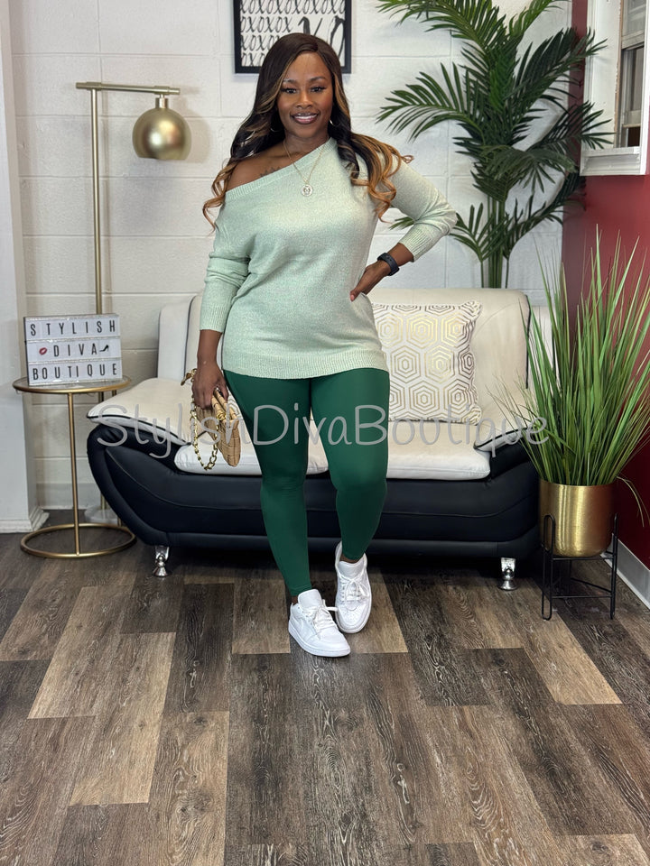 Butter Soft Microfiber Leggings up to 3XL (Dark Green)