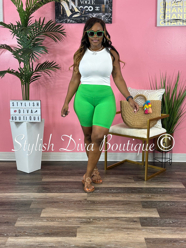 Butter Soft Biker Shorts up to 3XL (Bright Green)