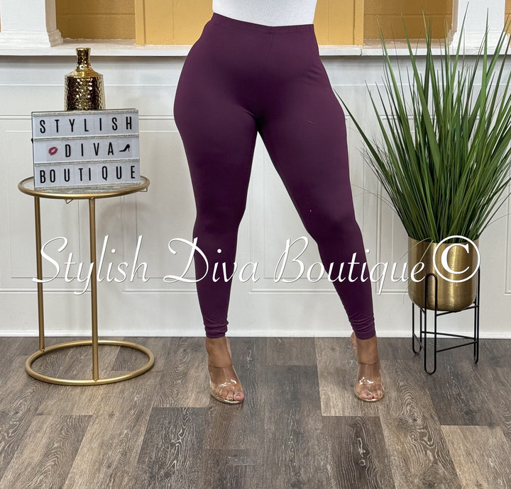 Butter Soft Microfiber Leggings (Dk Plum)