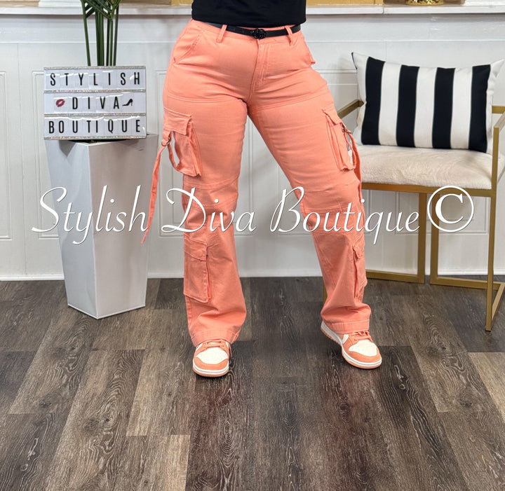 Milye Cargo Pants (Peach)