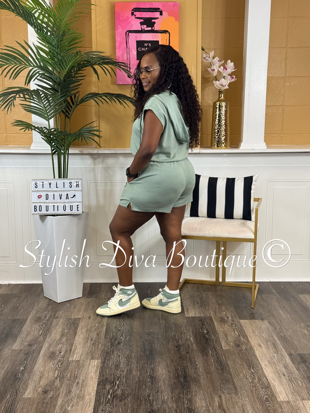 Jazmin Hooded Romper (Sage)