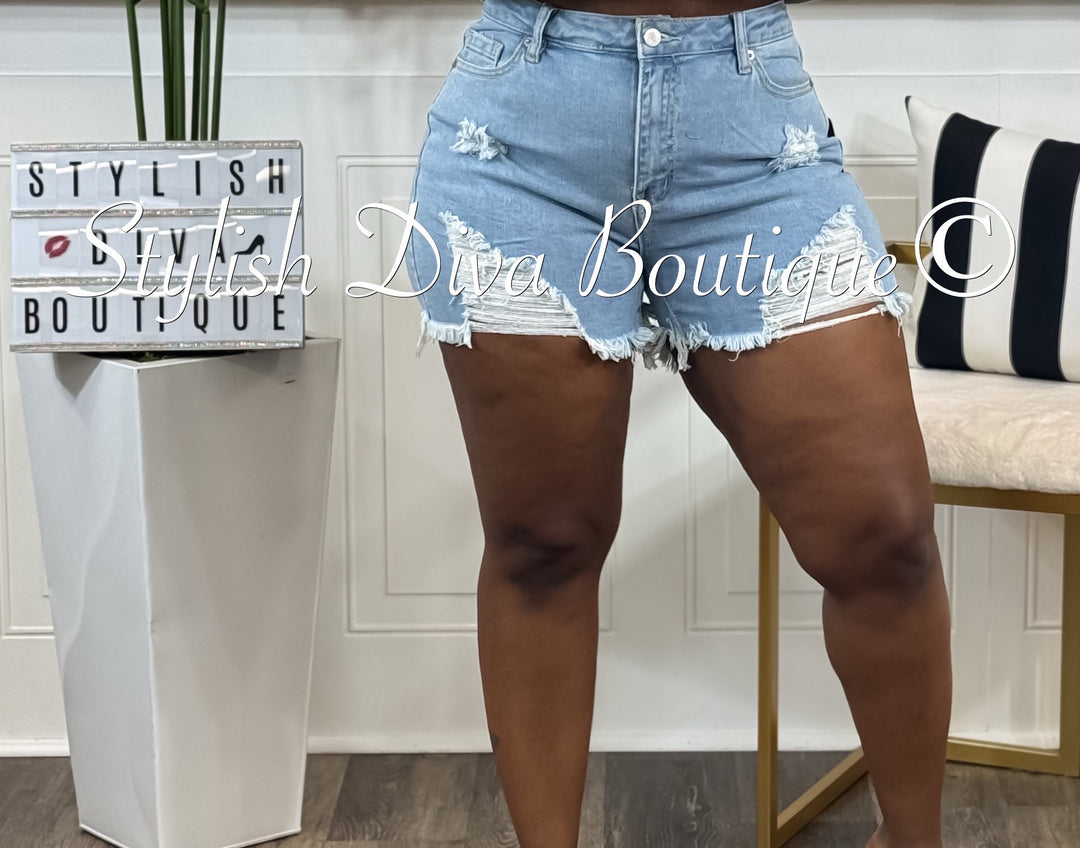 Kya Distessed Denim Shorts
