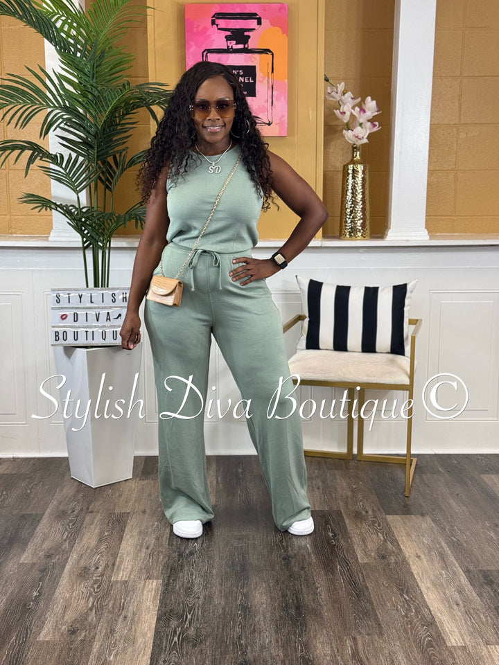 Jamie Sleeveless Jumpsuit (Sage)