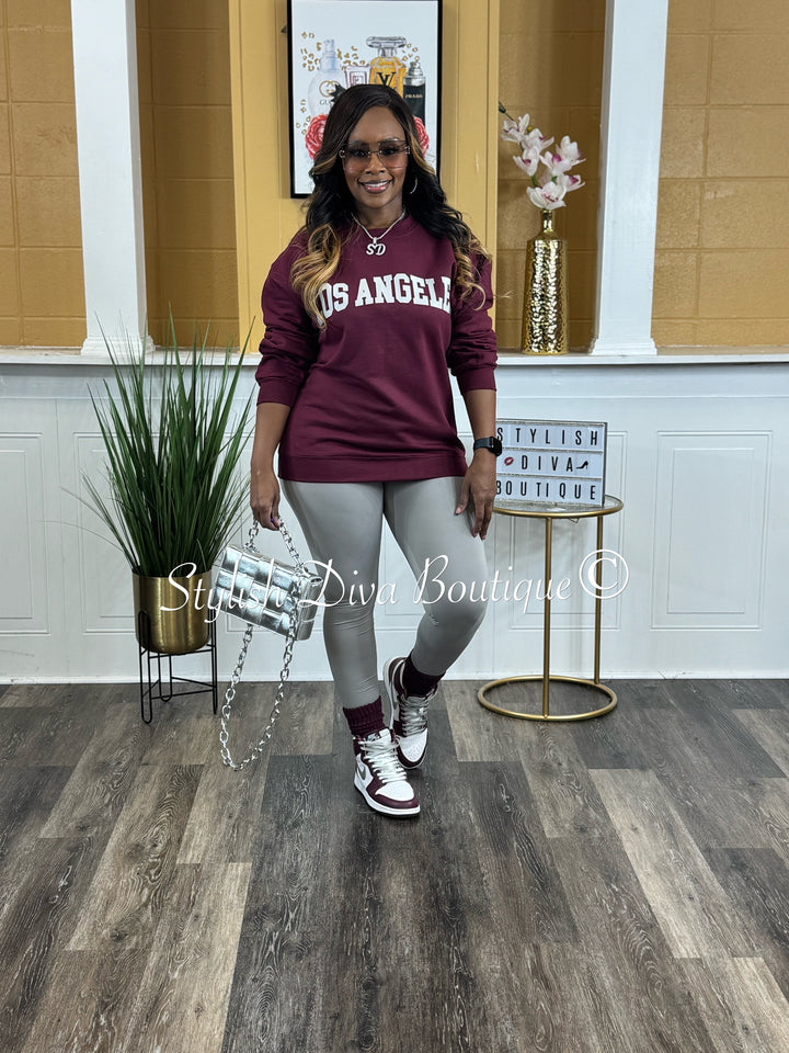 Los Angeles Sweatshirt Only up to 3XL (Grey Print)