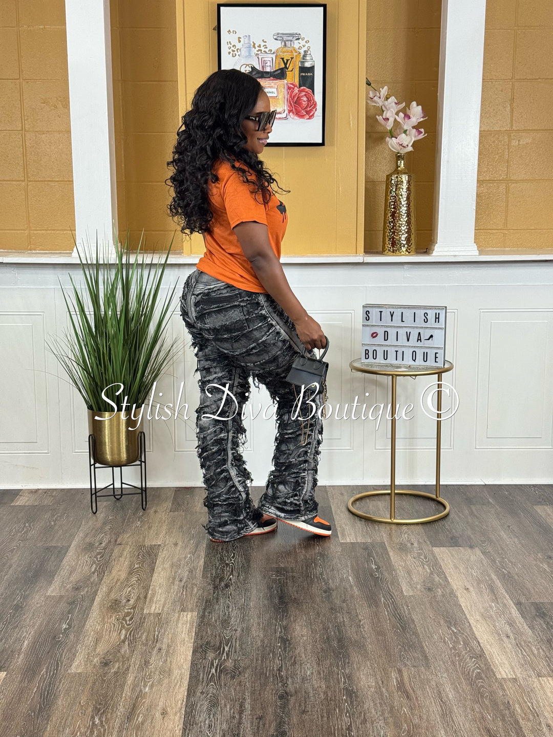 Diva Shred Color Dyed Jeans (Black Wash)