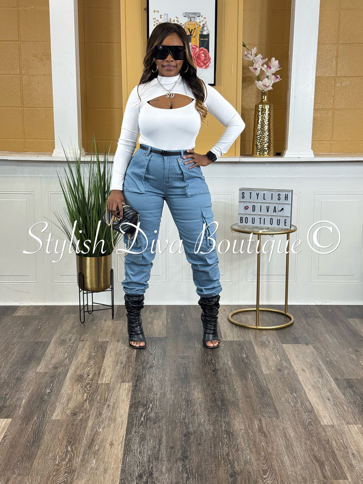 Sienna Cargo Joggers (Cool Blue)