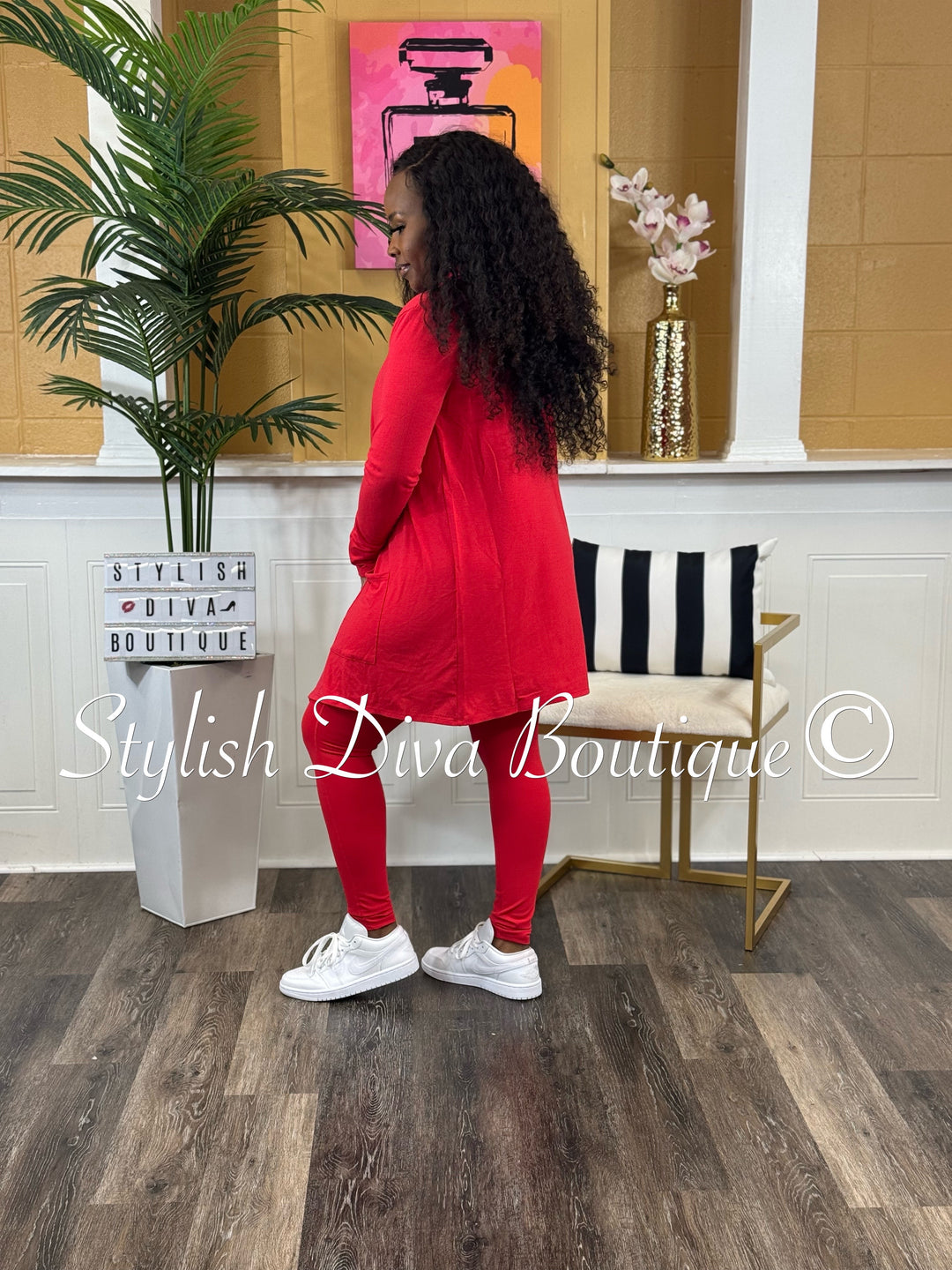 Everyday Open Front Cardigan (Red)