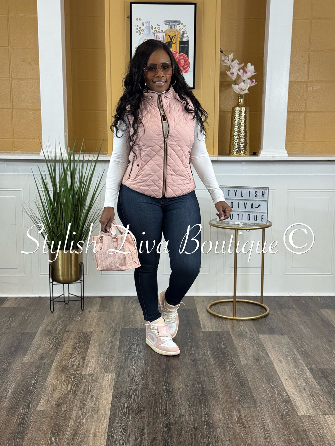 Rowan Quilted Padded Vest (Lt Pink)