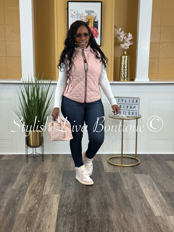 Rowan Quilted Padded Vest (Lt Pink)