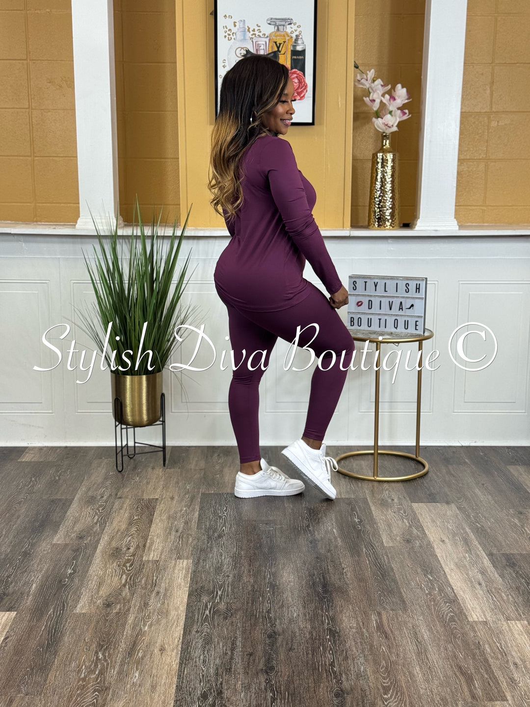 Weekend Ease Legging Set up to 3XL (Plum)