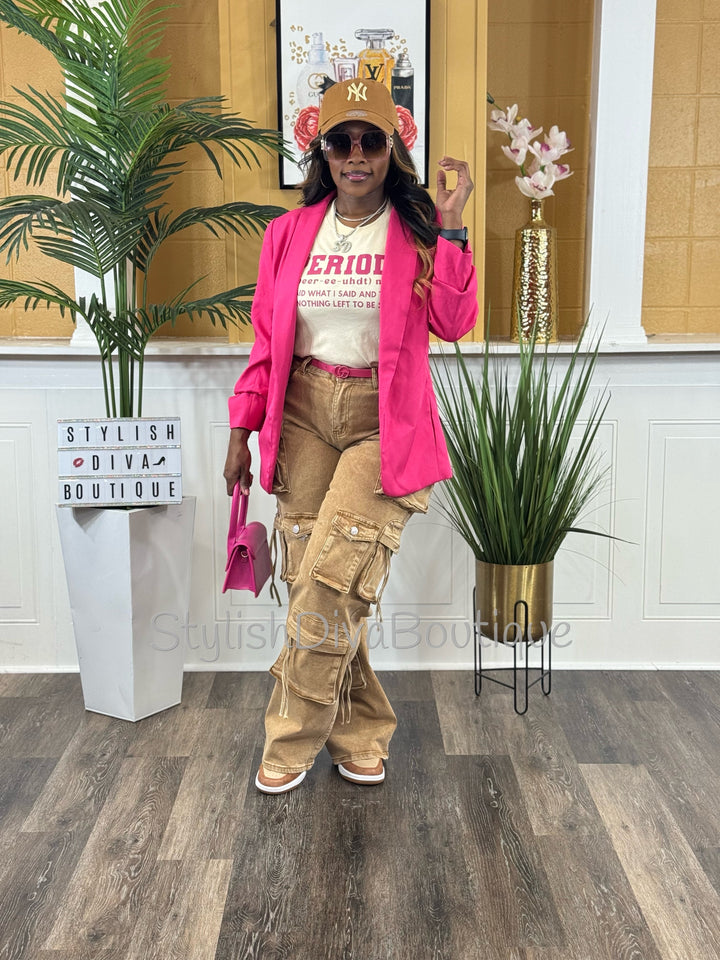 Main Character Acid Wash Cargo Jeans (Tan Wash)