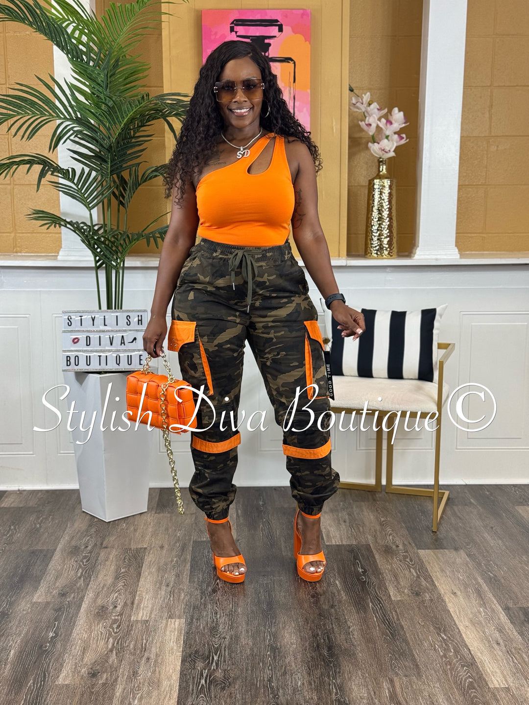 Camo Cargo Joggers up to 3XL (Camo/Orange)