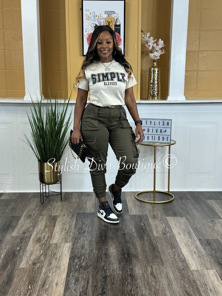 Sienna Cargo Joggers up to 3XL (Olive)