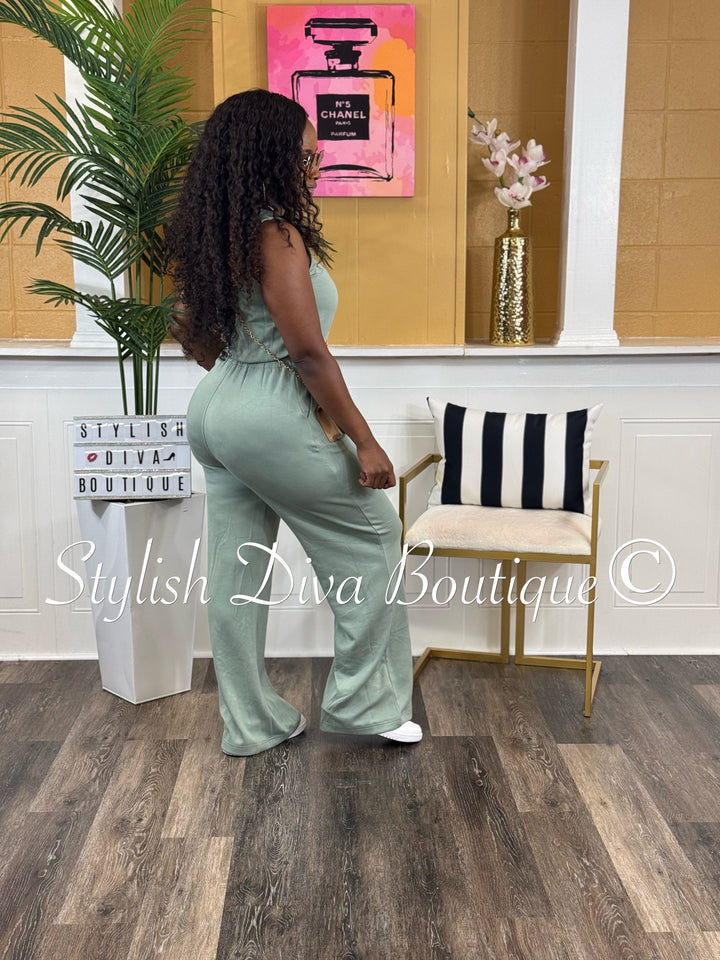 Jamie Sleeveless Jumpsuit (Sage)