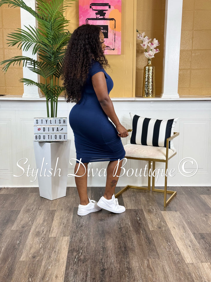 Bella Midi Dress (Midnight Navy)