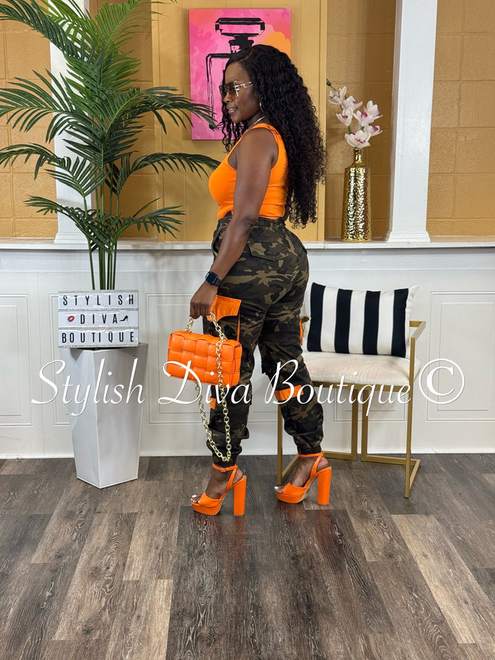 Camo Cargo Joggers up to 3XL (Camo/Orange)
