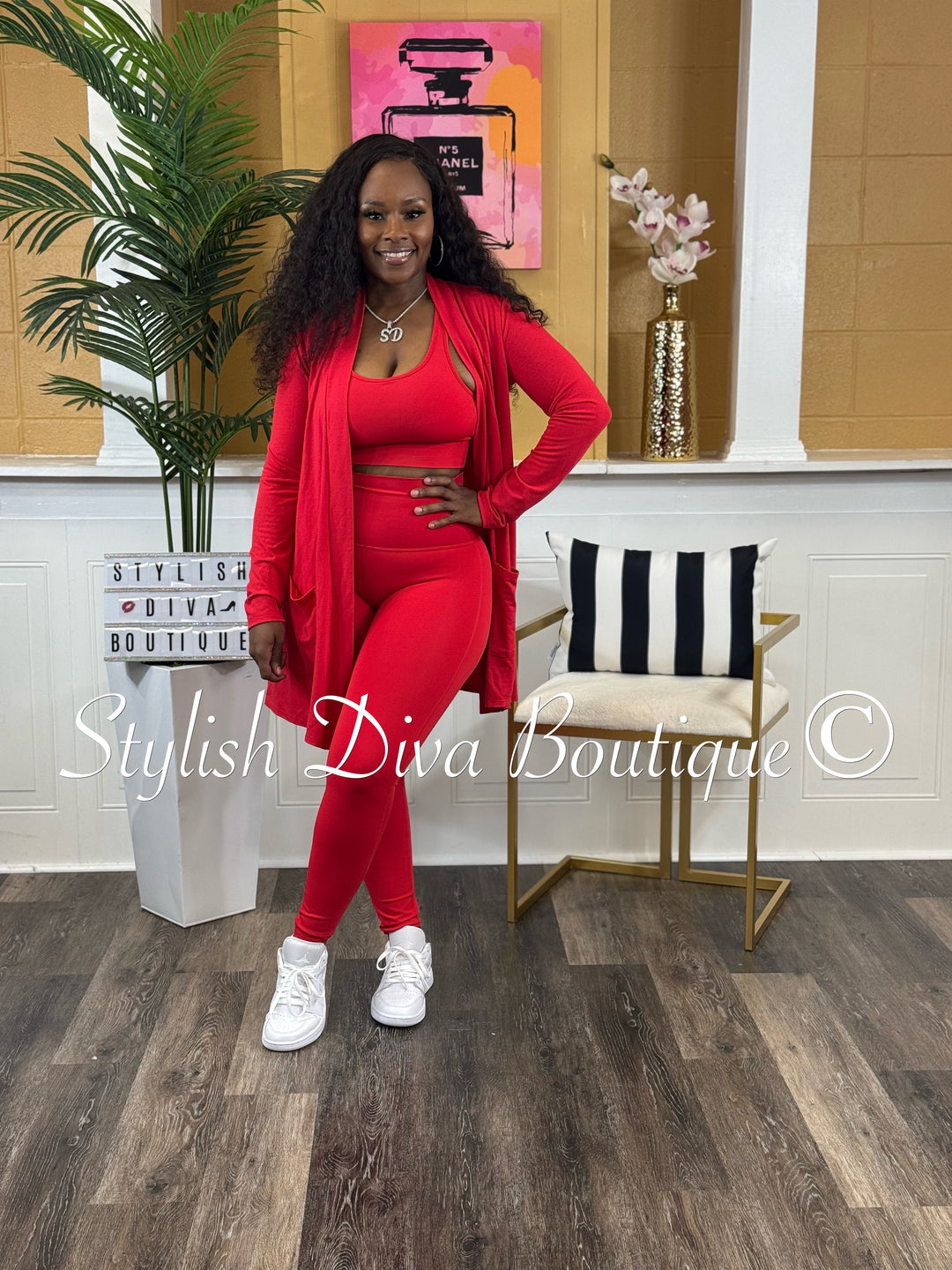 Everyday Open Front Cardigan (Red)